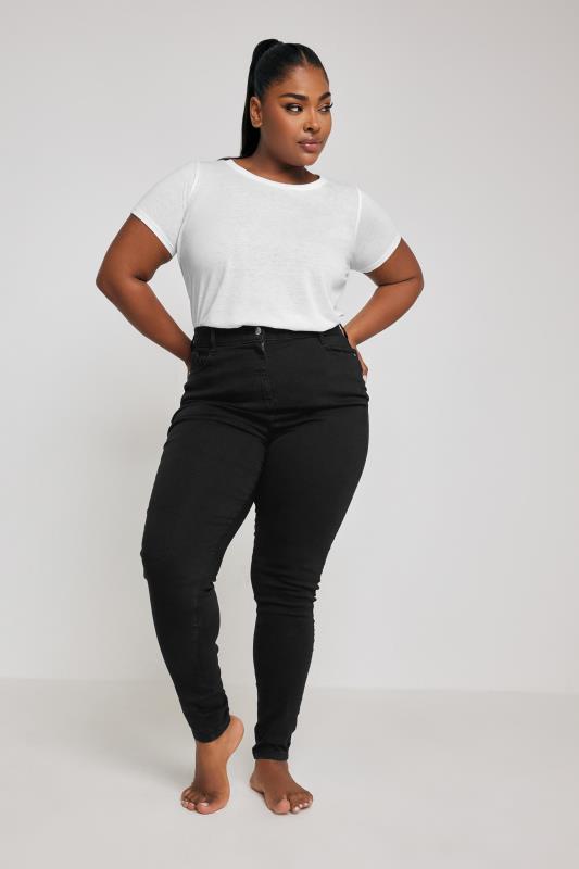 YOURS Plus Size Black Stretch Skinny AVA Jeans | Yours Clothing 2