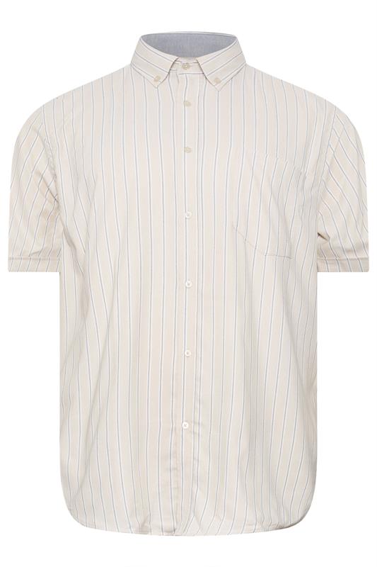 KAM Big & Tall Stone Brown Short Sleeve Stripe Shirt | BadRhino 2