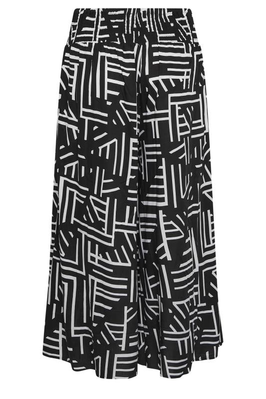 YOURS Plus Size Black Geometric Print Shirred Waist Wide Leg Trousers | Yours Clothing 6