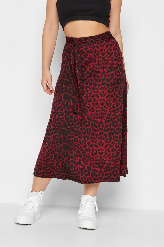 Petite  PixieGirl Red Animal Print Midi Skirt