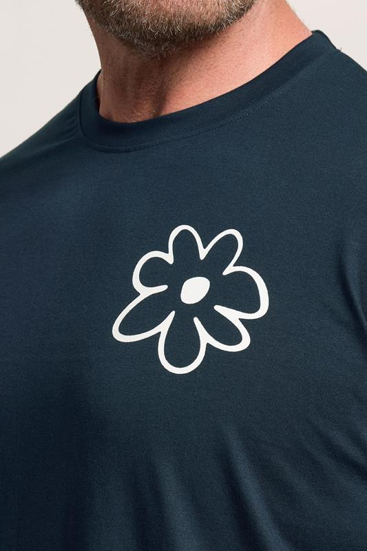 BadRhino Big & Tall Navy Blue Extra Long Flower Graphic T-Shirt | BadRhino 5