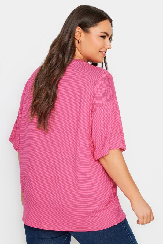 YOURS Plus Size Pink Oversized Boxy T-Shirt | Yours Clothing 3