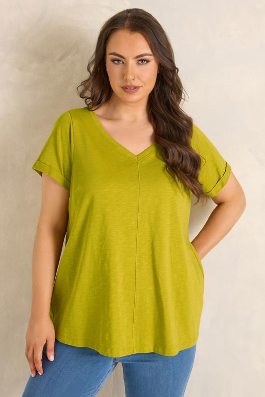  Evans chartreuse groene premium katoenen T-shirt