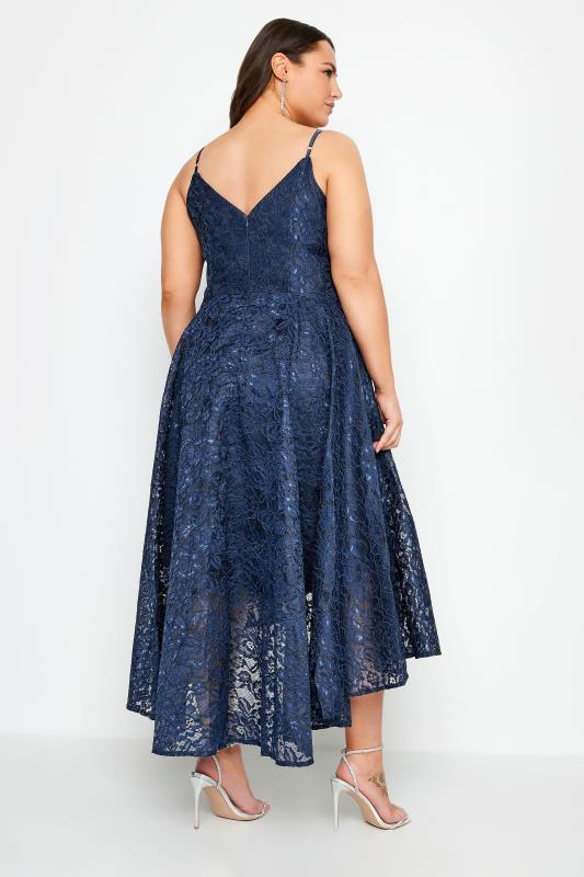 YOURS LONDON Plus Size Navy Blue Lace Midi Dress | Yours Clothing 3
