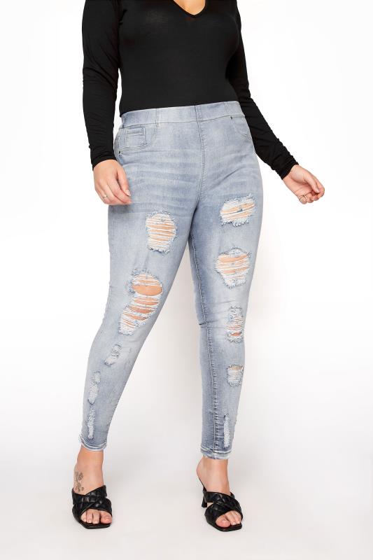 Jeggings Grande Taille Bleach Blue Extreme Distressed JENNY Jeggings