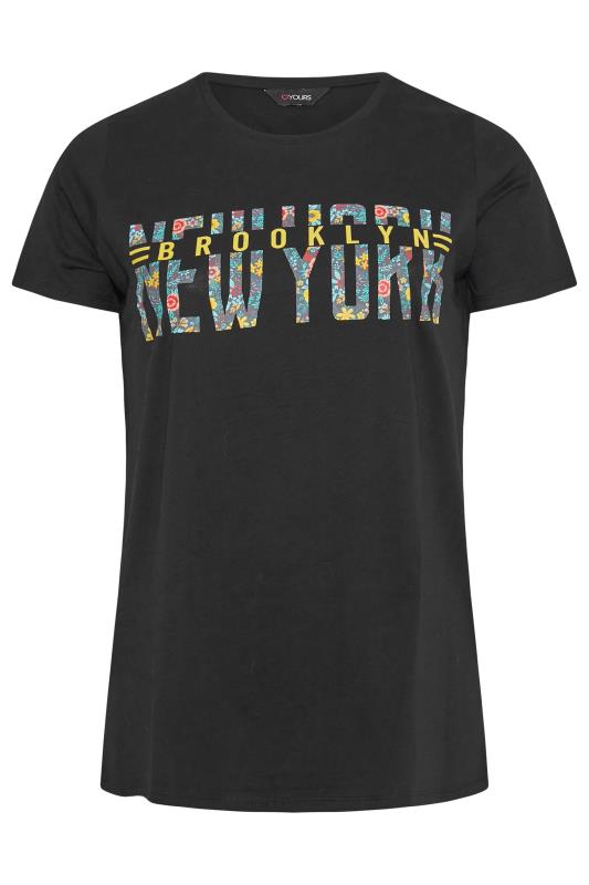 Curve Black 'New York' Printed Slogan T-Shirt 5