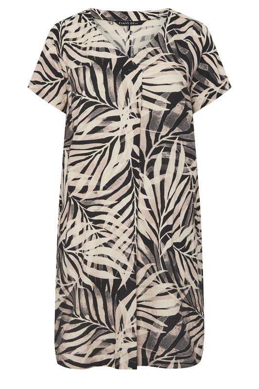 EVANS Plus Size Black Mono Palm Pleat Dress | Evans 6