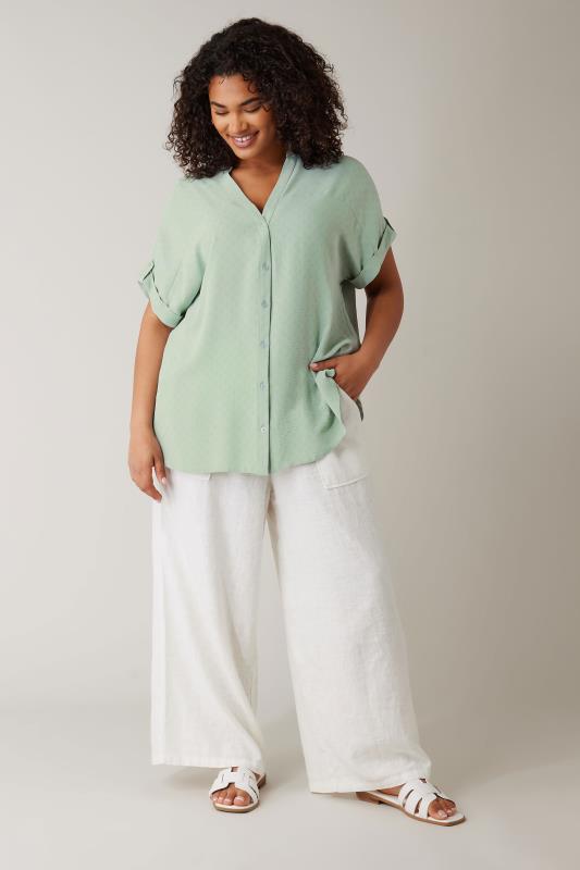 EVANS Plus Size Sage Green Short Sleeve Blouse | Evans 2