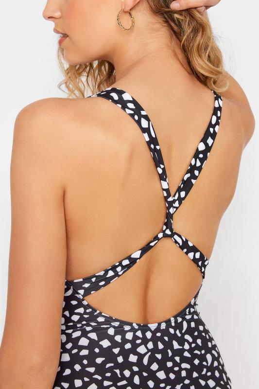 LTS Tall Black Dalmatian Print Twist Back Swimsuit 4