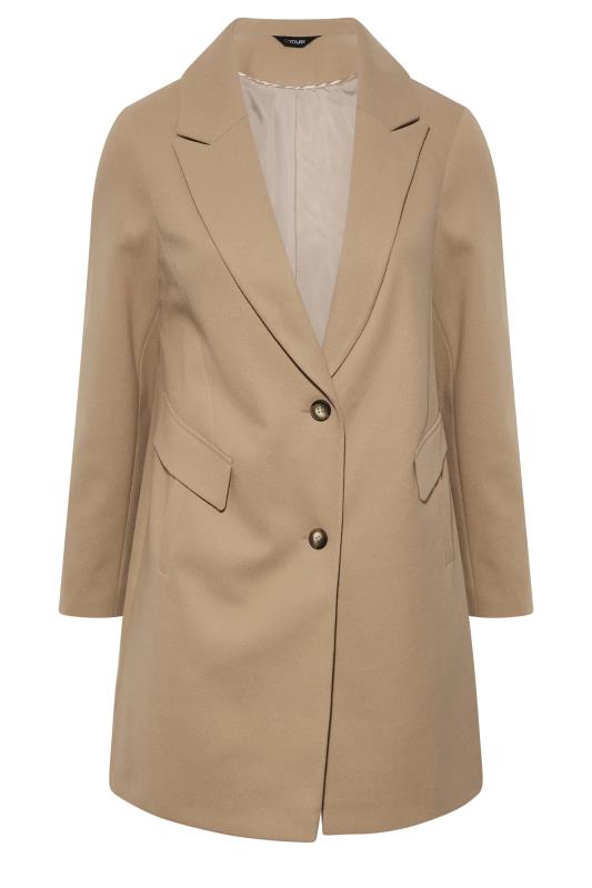 Plus Size Beige Brown City Midi Coat | Yours Clothing 6