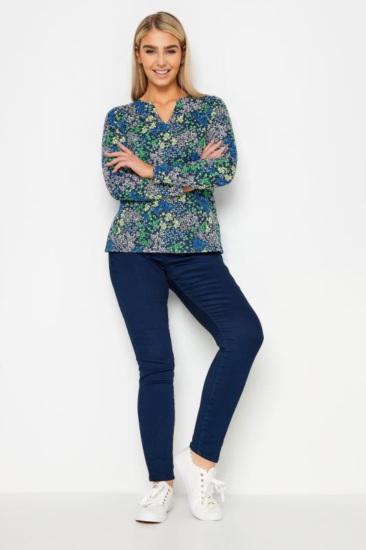 M&Co 2 Pack Blue Ditsy Floral Notch Neck Long Sleeve Tops | M&Co 4