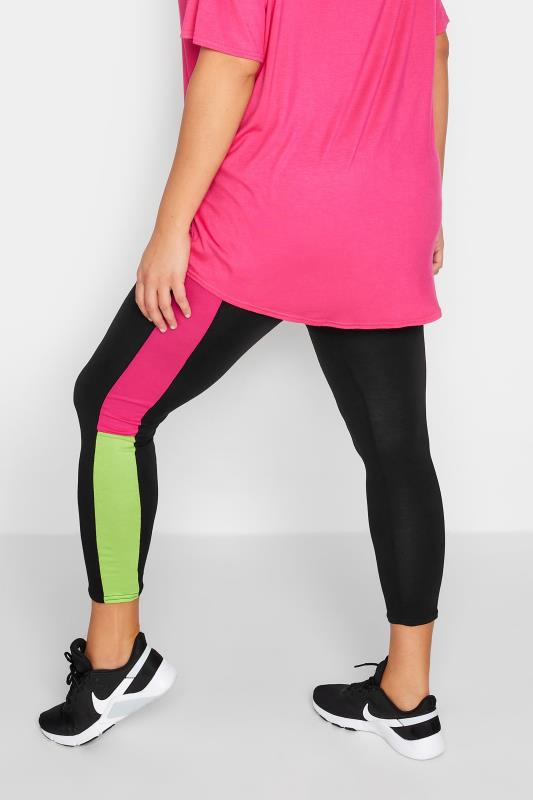 YOURS Curve ACTIVE Black Colour Block High Waisted Stretch Leggings | Yours Clothing   1