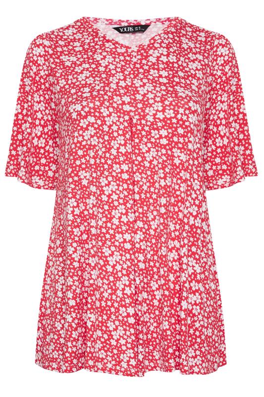 YOURS Curve Plus Size Red Floral Ditsy Print Top | Yours Clothing  6