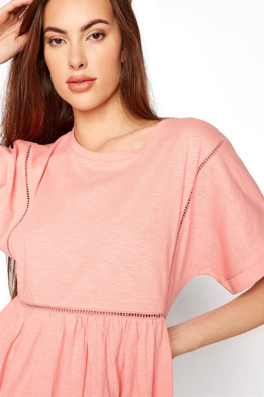 LTS Tall Coral Pink Ladder Lace Peplum Top 4