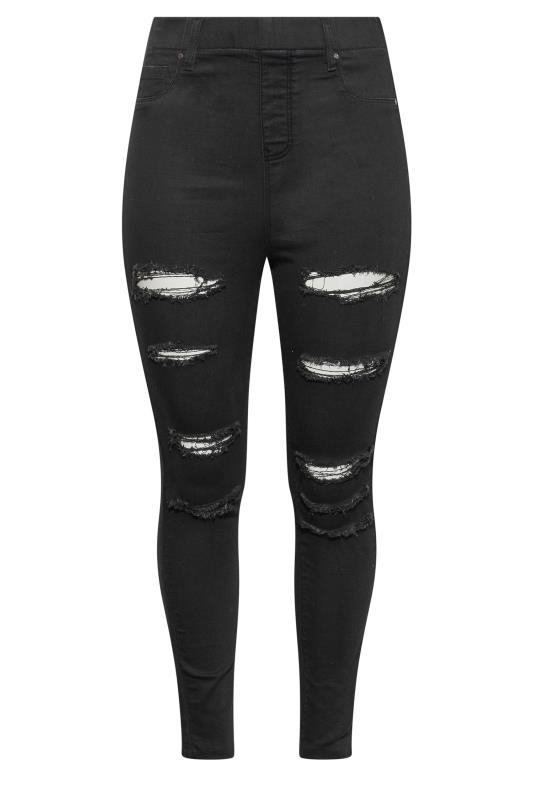 Plus Size Black Ripped GRACE Jeggings | Yours Clothing 5