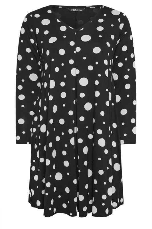 YOURS Plus Size Black Polka Dot Print Mini Dress | Yours Clothing 5