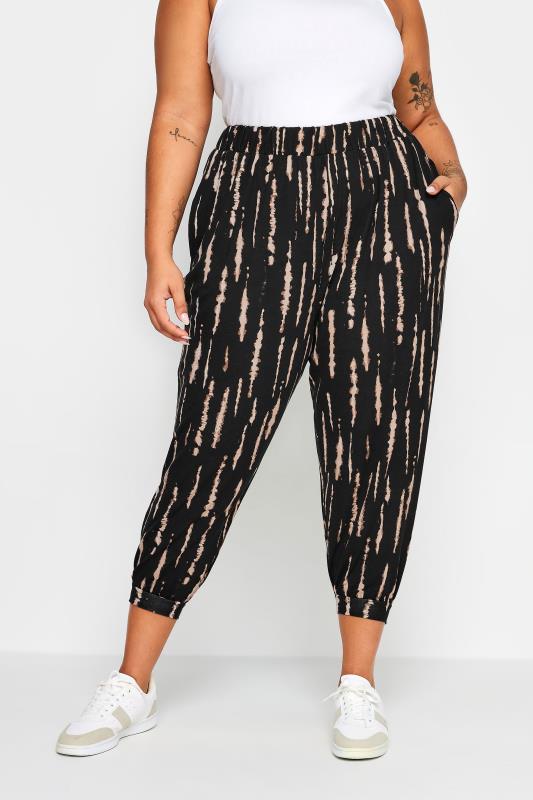 YOURS Plus Size Black Crop Harem Trousers | Yours Clothing 1