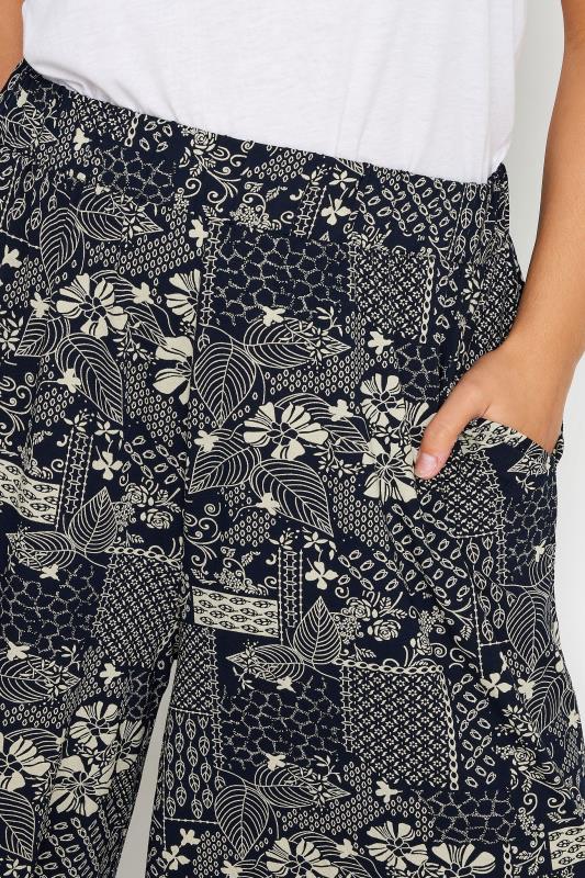 YOURS Curve Navy Blue Leaf Print Midaxi Culottes | Yours Clothing 3