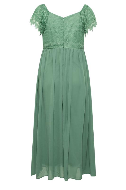 YOURS LONDON Plus Size Green Lace Detail Wrap Maxi Dress | Yours Clothing 7
