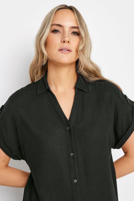 LTS Tall Womens Black Linen Button Through Shirt Dress | Long Tall Sally 4