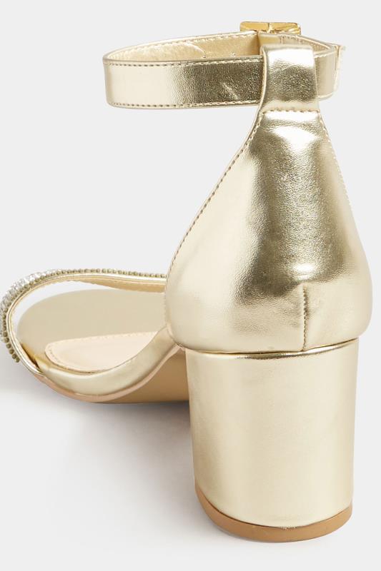 LTS Gold Diamante Block Heel Shoes in Standard Fit | Long Tall Sally 4