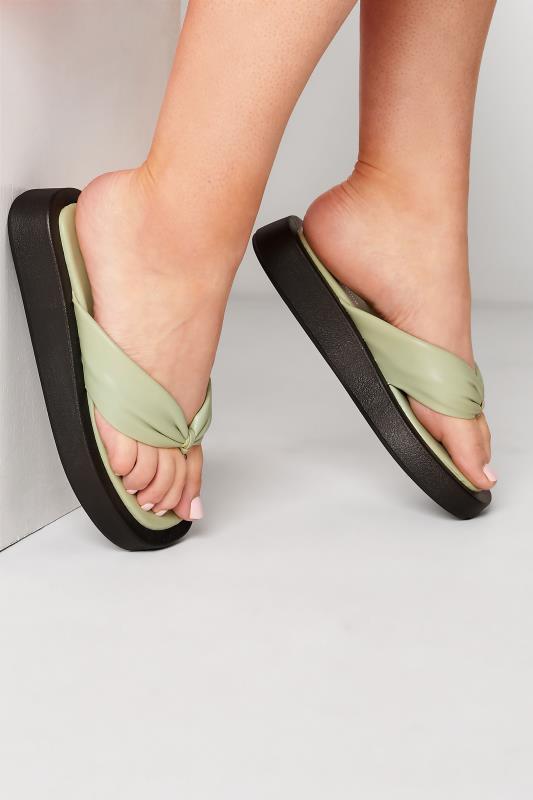 Tall  LIMITED COLLECTION Sage Green Flatform Sandals In Wide E Fit