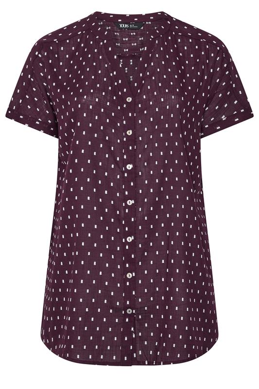 YOURS Curve Purple Notch Neck Dobby Blouse | Yours Clothing 5
