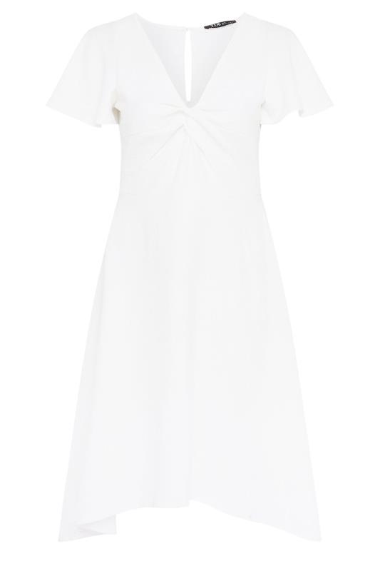 YOURS LONDON Plus Size White Dipped Hemline Jacquard Dress | Yours Clothing 5