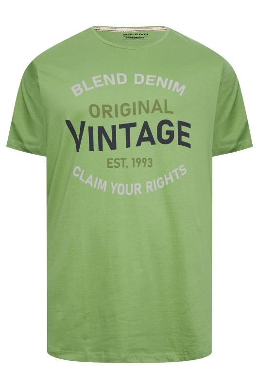 BLEND Big & Tall Green Vintage Logo Print T-Shirt | BadRhino 3