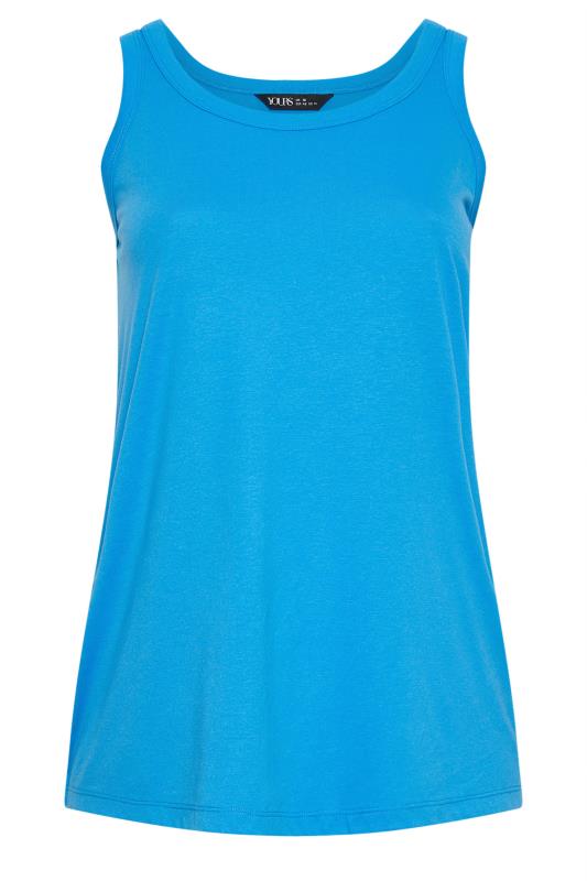 YOURS Plus Size Blue Cotton Blend Vest Top | Yours Clothing 5