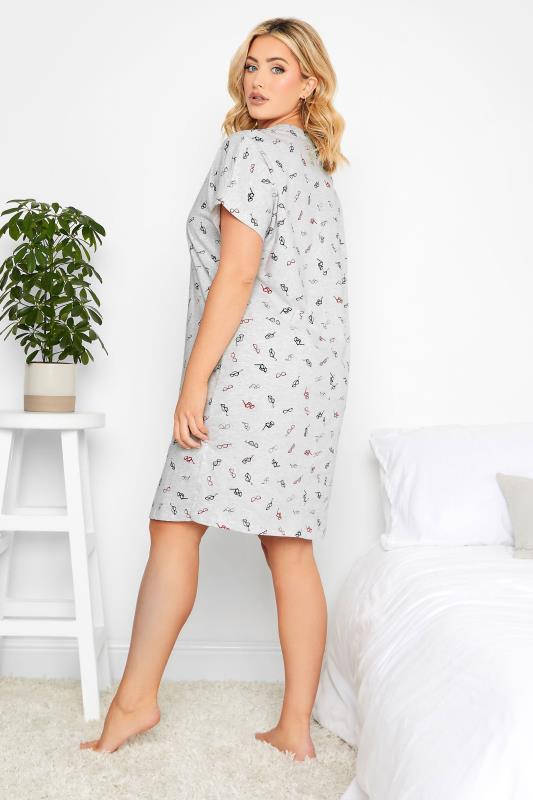 YOURS Plus Size Grey Sunglasses Print Placket Nightdress | Yours Clothing  2
