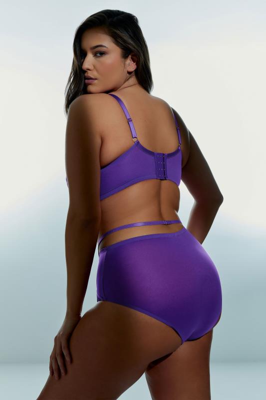 PLAYFUL PROMISES Eddie Purple Crossover High Waisted Briefs | Yours Clothing 3