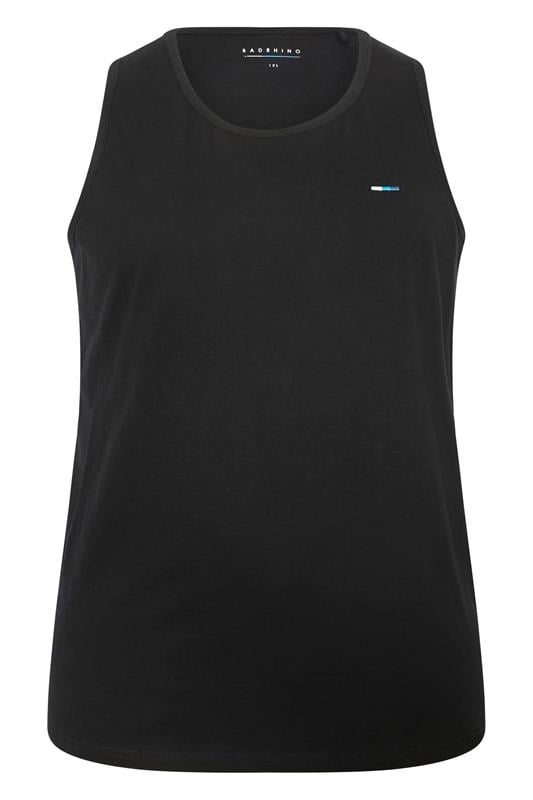 BadRhino Big & Tall Black Extra Long Plain Vest Top | BadRhino 6
