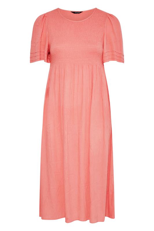 LIMITED COLLECTION Curve Coral Pink Crinkle Angel Sleeve Dress_X.jpg