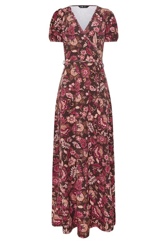 LTS Tall Women's Chocolate Brown Floral Wrap Maxi Dress | Long Tall Sally 6