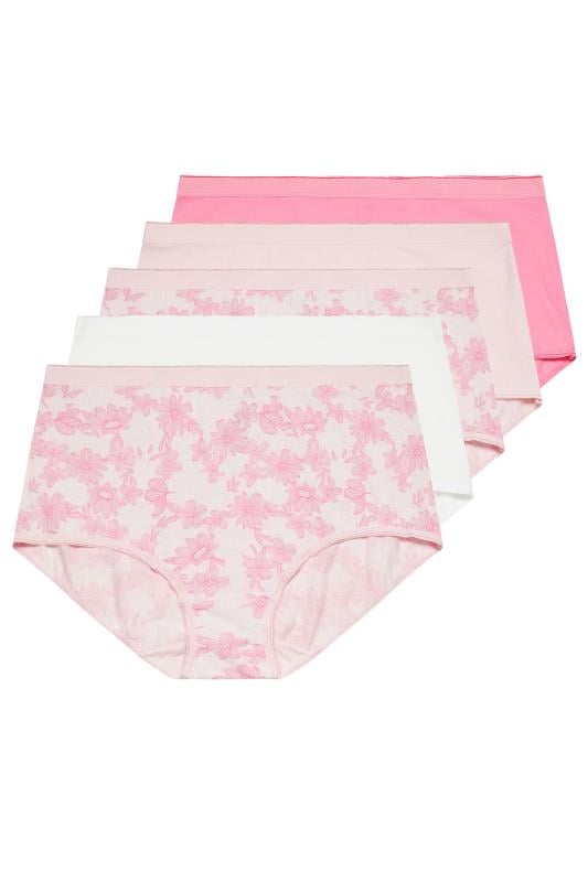 YOURS Plus Size 5 PACK Pink Floral Print Full Briefs | Yours Clothing 5