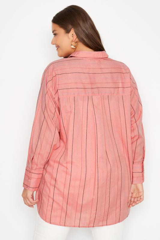 Plus Size Pink Stripe Pocket Oversized Shirt | Yours Clothing 4