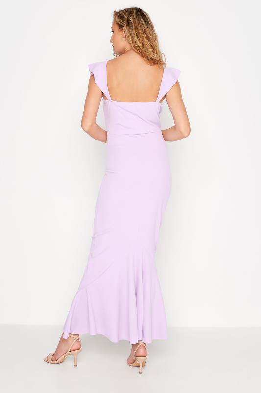 LTS Tall Lilac Purple Cut Out Frill Midaxi Dress 3