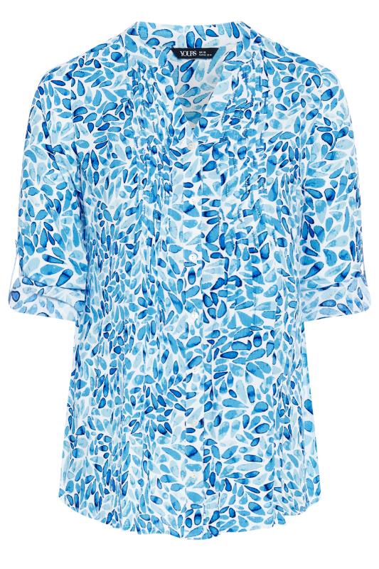 YOURS Plus Size Blue Petal Print Pintuck Shirt | Yours Clothing 5