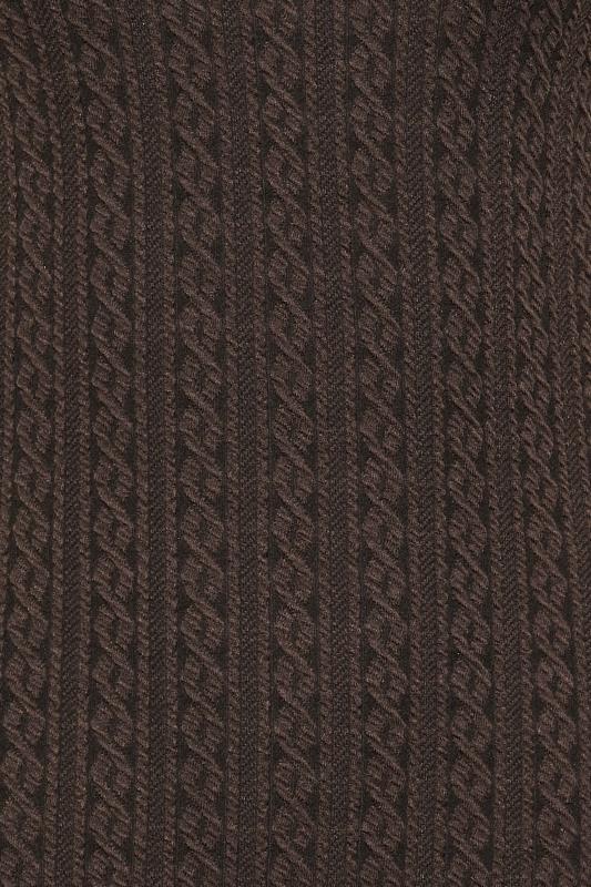 Petite Chocolate Brown Cable Knit Midi Dress | PixieGirl 5