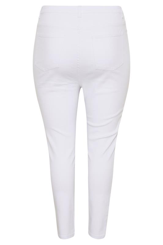 Curve White Ripped Skinny AVA Jeans 5