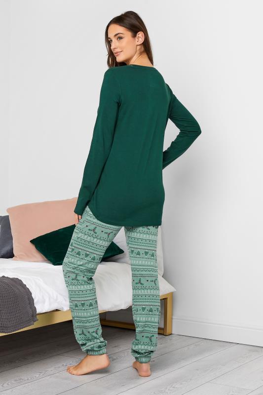 LTS Tall Women's Green Fairisle Christmas Print Pyjama Set | Long Tall Sally 3