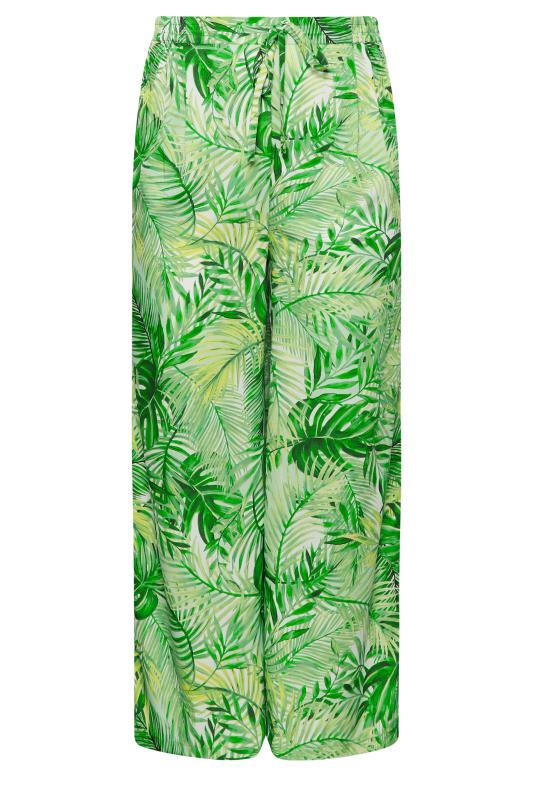 LIMITED COLLECTION Plus Size Green Leaf Print Wide Leg Trousers | Yours Clothing 5