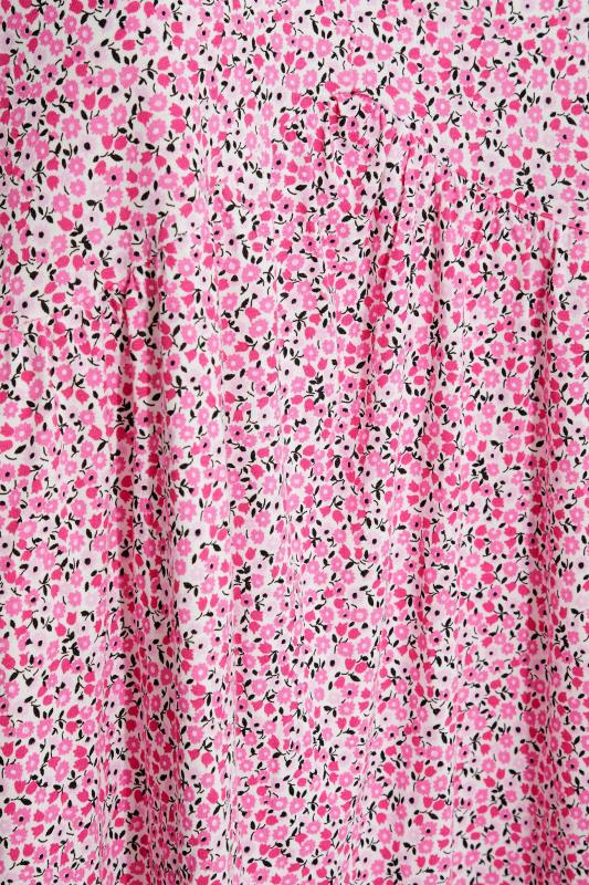 LIMITED COLLECTION Curve Pink Ditsy Print Puff Sleeve Smock Top 4