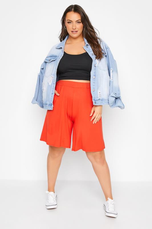 Curve Bright Orange Pull On Jersey Shorts_B.jpg