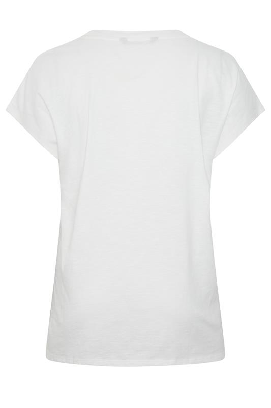 YOURS Plus Size White Stud Grown-On Sleeve T-Shirt | Yours Clothing 6