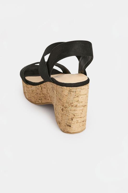 PixieGirl Black Cork Wedge Heels In Standard D Fit | PixieGirl  4