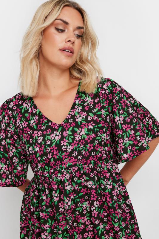 YOURS Plus Size Pink Floral Print Smock Dress | Yours Clothing 4