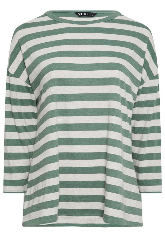 YOURS Plus Size Green Stripe Print Top | Yours Clothing 5
