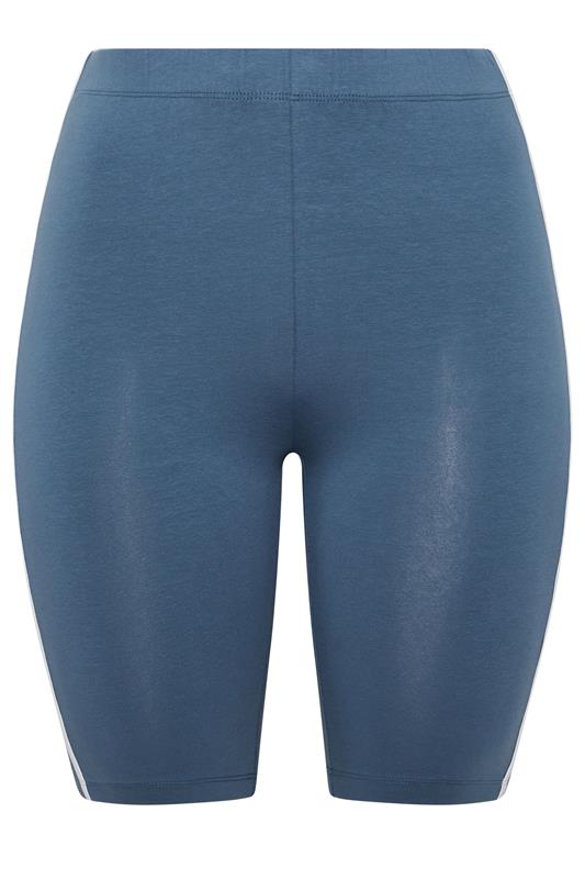 YOURS ACTIVE Plus Size Blue Side Contrast Stripe Shorts | Yours Clothing 5